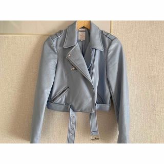 ザラ(ZARA)のZARA  ライダース　ジャケット　水色(ライダースジャケット)