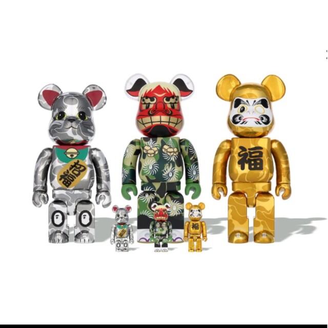 エンタメ/ホビーBE@RBRICK BAPE招き猫 銀メッキ / 達磨 金メッキ / 獅子舞10