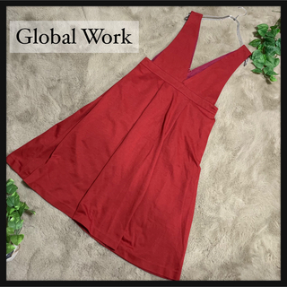 グローバルワーク(GLOBAL WORK)のGlobal Work グローバルワーク ロングワンピース サロペット レッド(ロングワンピース/マキシワンピース)