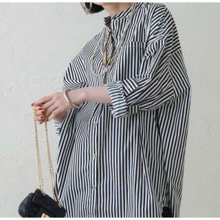 ラウンジドレス(Loungedress)の専用Loungedress ❁ラウンジドレス バンドカラーストライプ シャツ(シャツ/ブラウス(長袖/七分))