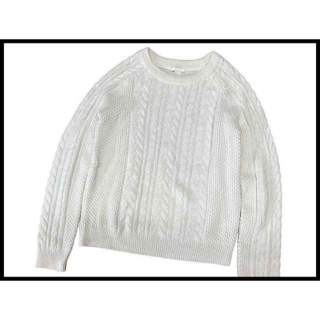 H&M(エイチアンドエム)のG② 美品 H&M ケーブル編み デザイン ニット セーター 白 USサイズ S メンズのトップス(ニット/セーター)の商品写真
