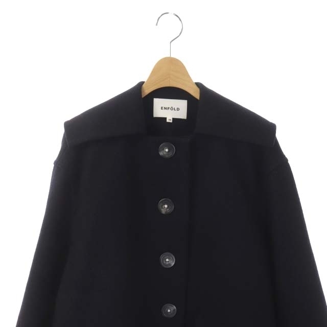 エンフォルド 22AW メルトン スクエアカラー BOXコート ミドル丈 38