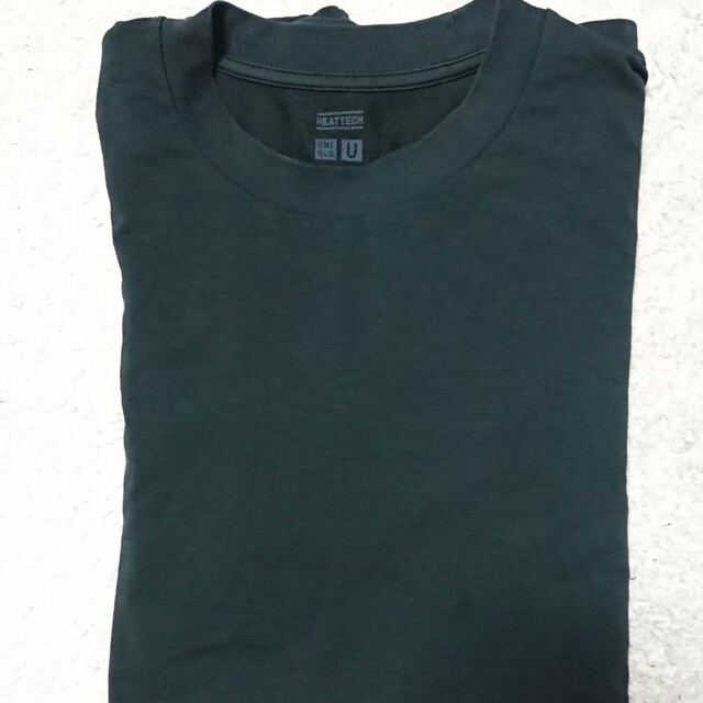 UNIQLO(ユニクロ)のユニクロヒートテックコットンクルーネックTブラック メンズのトップス(Tシャツ/カットソー(七分/長袖))の商品写真
