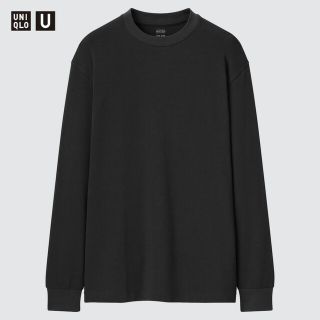 ユニクロ(UNIQLO)のユニクロヒートテックコットンクルーネックTブラック(Tシャツ/カットソー(七分/長袖))