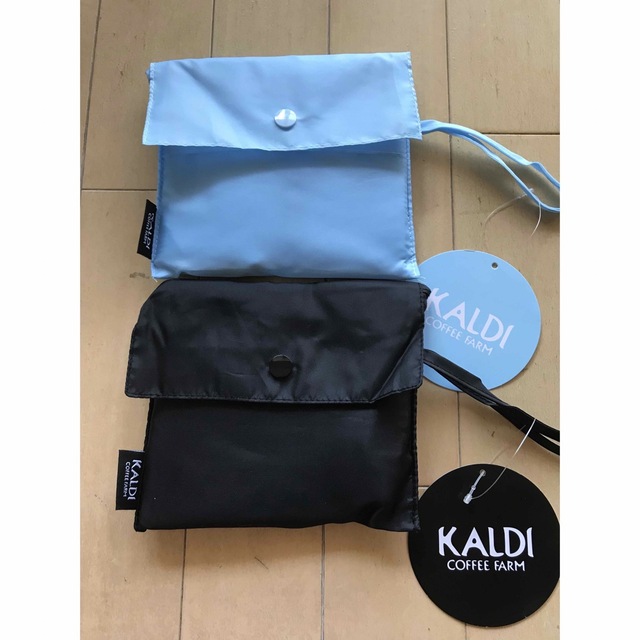 KALDI(カルディ)のKALDI カルディオリジナル  エコバッグ ブラック 新色ライトブルー 2点 エンタメ/ホビーのエンタメ その他(その他)の商品写真