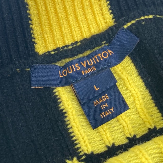 LOUIS VUITTON(ルイヴィトン)のルイヴィトン LOUIS VUITTON チェッカー ボード ニット アパレル 長袖 セーター ウール イエロー×ブラック レディースのトップス(ニット/セーター)の商品写真