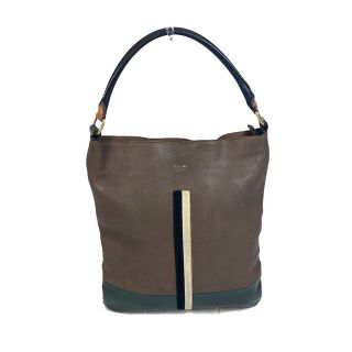 セリーヌ(celine)のセリーヌ CELINE ワンショルダー バイカラー ストライプ トートバッグ 肩掛け ショルダーバッグ レザー ブラウン(ショルダーバッグ)