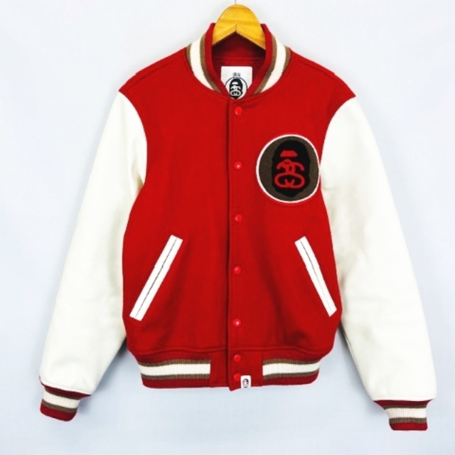 APE  VARSITY JACKET スタジャン レッド L商品実物の写真です