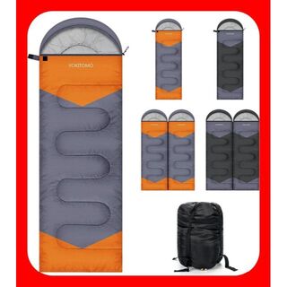 寝袋 シュラフ 封筒型 右開き　オレンジ 防水 キャンプ アウトドア ベッド(寝袋/寝具)