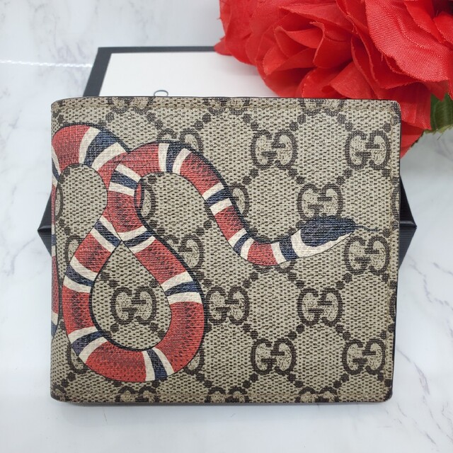 正規品新品 【極美品】 GUCCI グッチ 2つ折り財布 財布 スネーク 蛇 GG