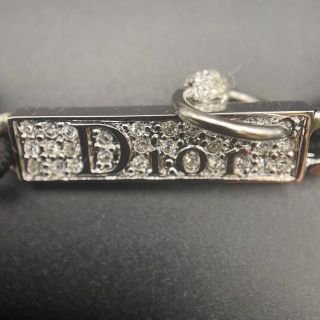 【箱付・美品】クリスチャンディオール ロゴ 黒 ストーン バンド ブレスレット