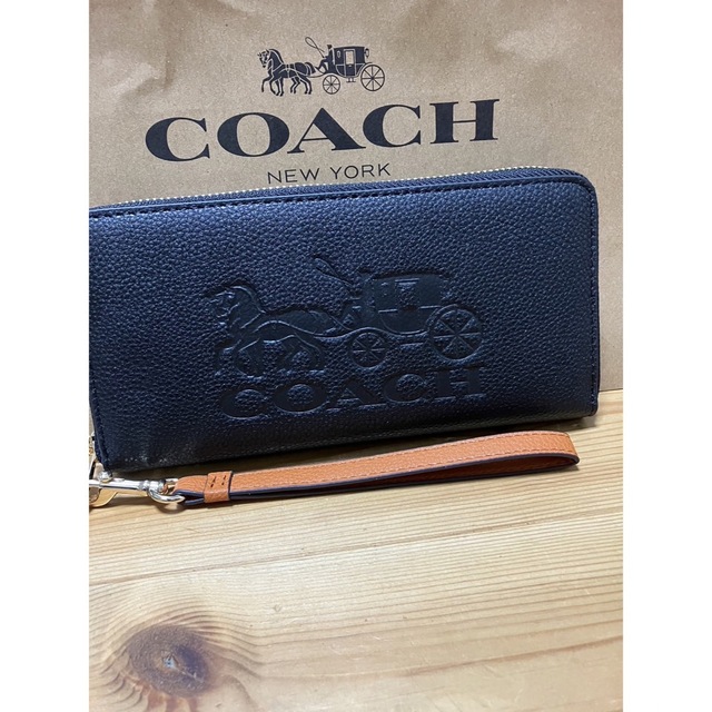 COACH(コーチ)の長財布 アウトレットCOACH ブラック系 馬車 レッド ストラップ 新品未使用 メンズのファッション小物(長財布)の商品写真