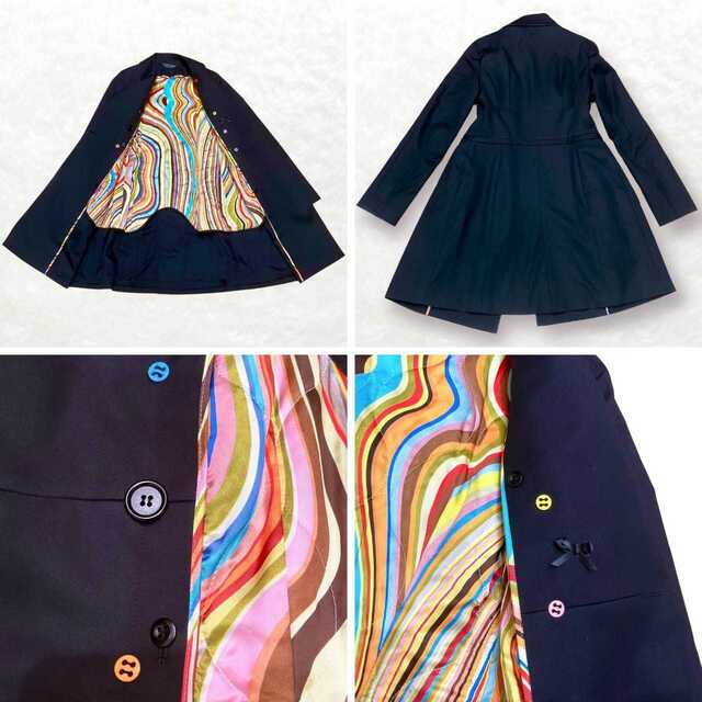 Paul Smith(ポールスミス)の美品 ポールスミス マルチ スワール ロングコート ライナー付き レディースのジャケット/アウター(ロングコート)の商品写真