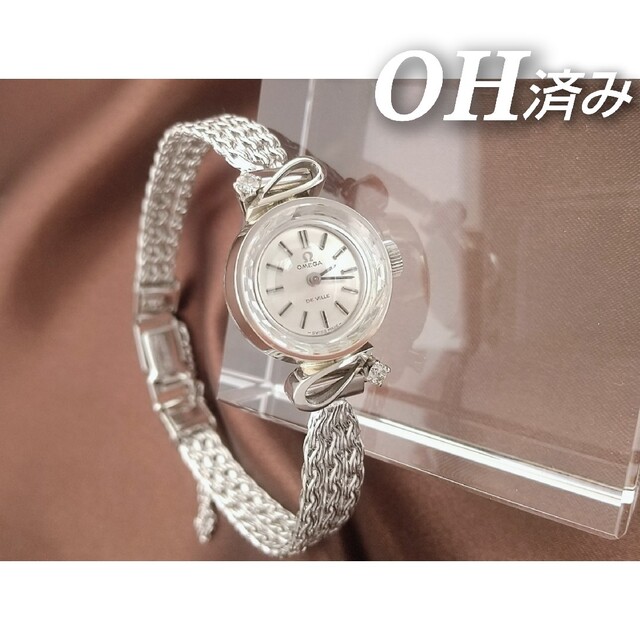 OMEGA - ⭐OH済　K14WG　金無垢　オメガ　ダイヤ2P　レディース 腕時計　着物　美品