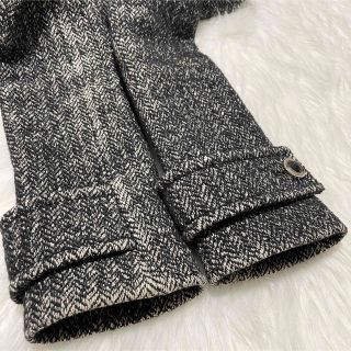 本物 グッチ エポレット ツイード コート ジャケット 36 グレー系