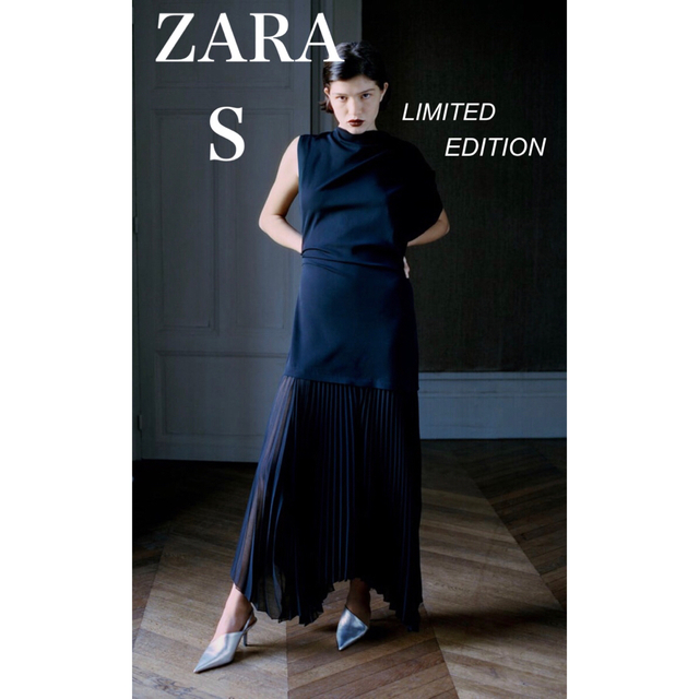 新品未使用　今期　ZARA ワンピース　黒　プリーツ　スカート　秋冬