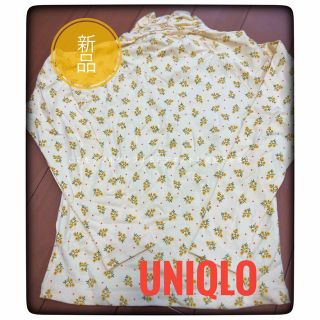 ユニクロ(UNIQLO)の【新品】ユニクロ ストレッチフラワー ギャザータートル 長袖 140cm キッズ(Tシャツ/カットソー)