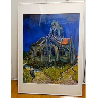 ゴッホ「オーヴェルの教会」プリハード 特大 複製画 世界の名画 1890年(絵画額縁)