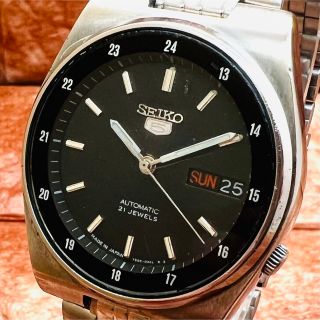セイコー(SEIKO)の【訳あり】SEIKO 5/セイコー/メンズ腕時計/自動巻き/ブラック/稼働品(腕時計(アナログ))