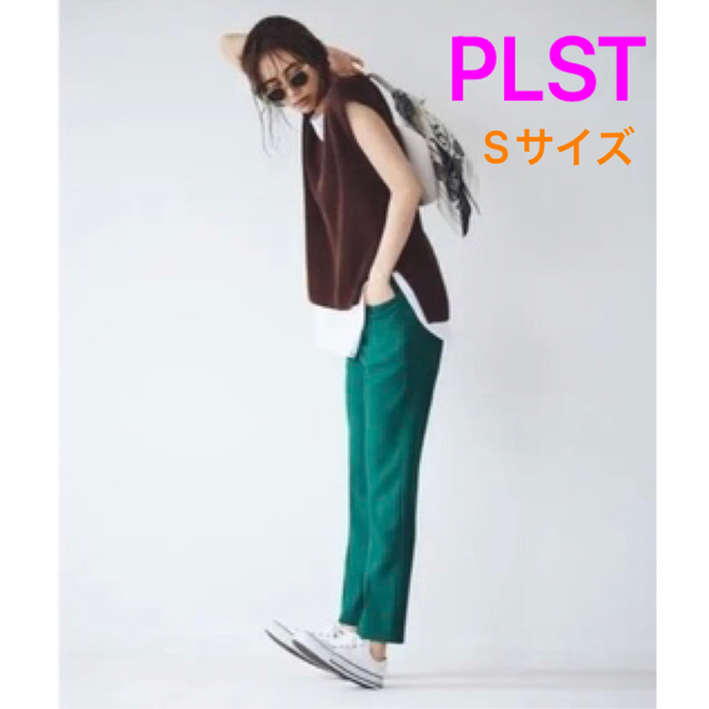 PLST プラステ ♡ トリアセブレンド　テーパードカラーパンツ　グリーン　S