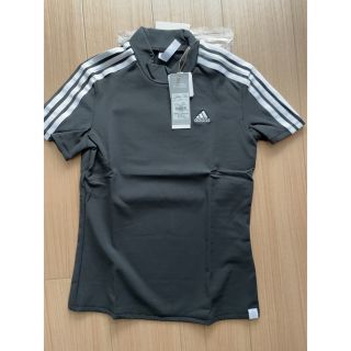 アディダス(adidas)のゴルフシャツ スリーストライプス 半袖モックネックシャツ レディース(Tシャツ(半袖/袖なし))