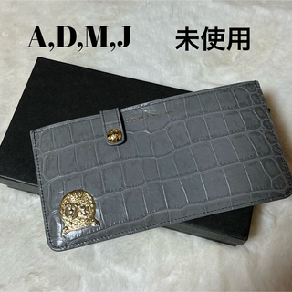 エーディーエムジェイ(A.D.M.J.)の未使用♡ADMJ エーディーエムジェイ クロコ型押しスリムウォレット長財布カード(財布)