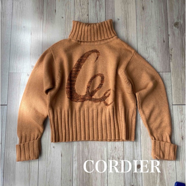 CORDIER(コルディア)の【CORDIER】古着　リブニット　トップス オレンジ ブラウン レディースのトップス(ニット/セーター)の商品写真