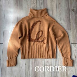 コルディア(CORDIER)の【CORDIER】古着　リブニット　トップス オレンジ ブラウン(ニット/セーター)