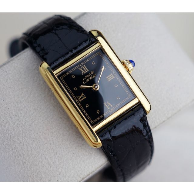 美品 カルティエ マスト タンク ブラック ローマン SM Cartier