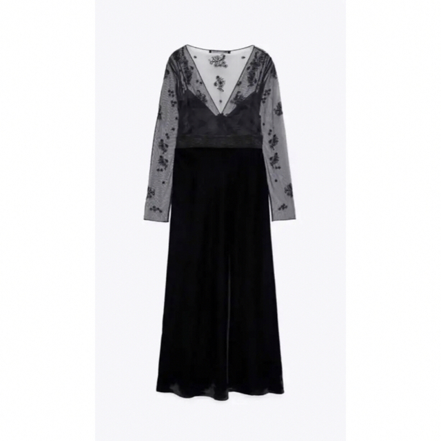ZARA - 新品 ZARA コントラスト デザイン ベルベット ロング ZARA - 新品 ZARA コントラスト デザイン ベルベット ロング