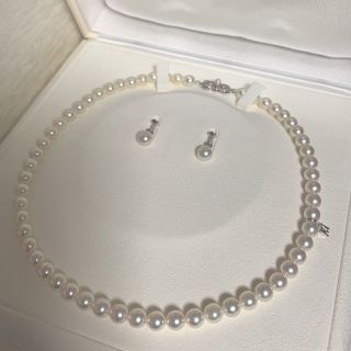 ミキモト MIKIMOTO アコヤ真珠 6.5-6.0mm ネックレス 43cm ピアス 2点セット SV K18 WG シルバー パール VLP 90176312