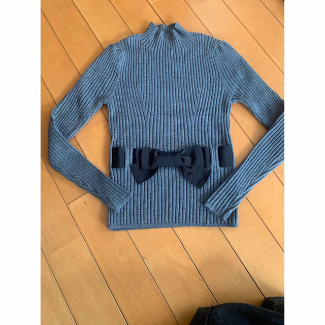美品 エムズグレイシー 完売 定番 リボンニット 38 グレー 超熱