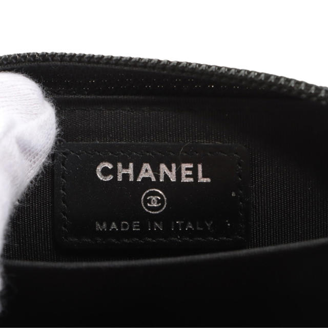 CHANEL ボーイシャネル ラムスキン コインケース ブラック×ブラック金具