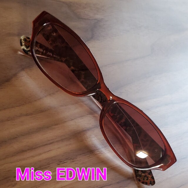 美品 Miss EDWIN サングラス 度なし ブラウン レディースのファッション小物(サングラス/メガネ)の商品写真