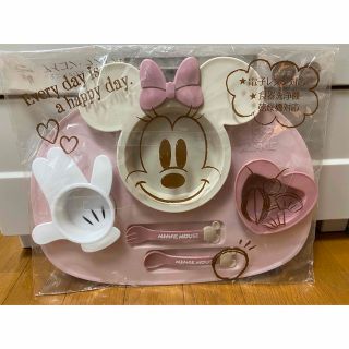 ディズニー(Disney)のミニーマウス𖤐ランチプレート(離乳食器セット)