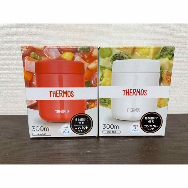 THERMOS(サーモス)の2個セット　サーモス　スープジャー　300  レッド　ホワイト インテリア/住まい/日用品のキッチン/食器(弁当用品)の商品写真