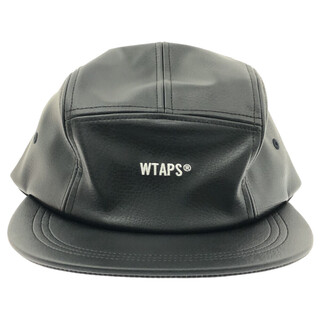ダブルタップス(W)taps)のWTAPS ダブルタップス 22AW T-5 04 / CAP / SYNTHETIC. SIGN 刺繍 ロゴ レザー キャップ 帽子 ブラック 222HCDT-HT13(キャップ)