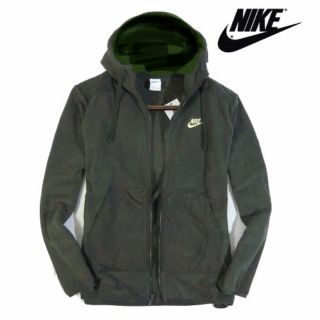 【NIKE/ナイキ】フリース素材ジップアップフーディー パーカー L・カーキ系