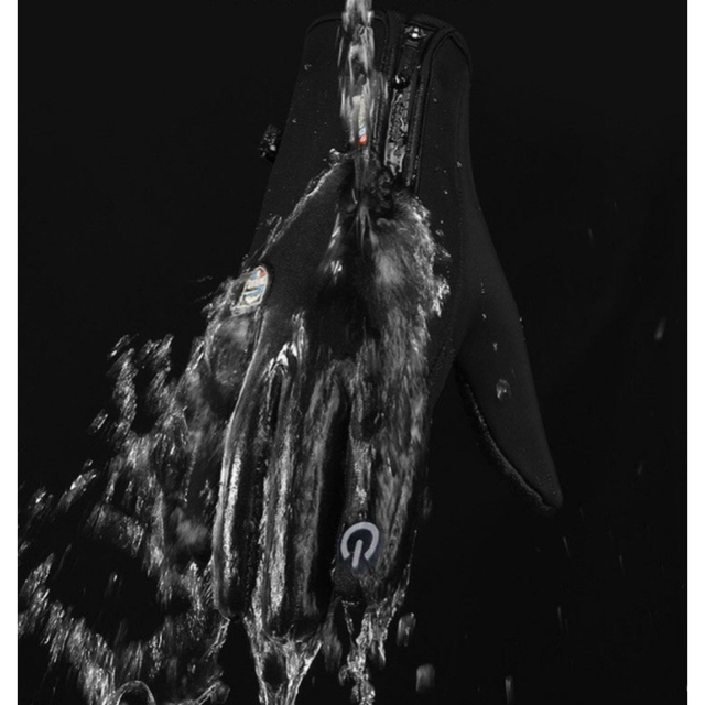 防寒 防水 保温 アウトドアグローブ スマホ操作 手袋 自転車 バイク ブラック メンズのファッション小物(手袋)の商品写真