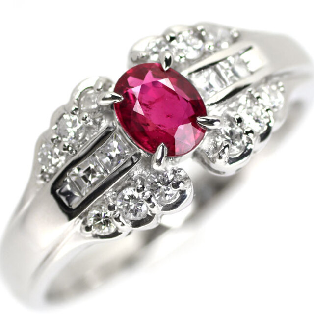 信頼】 Pt900 D0.31ct 0.57ct リング ダイヤモンド ルビー リング(指輪