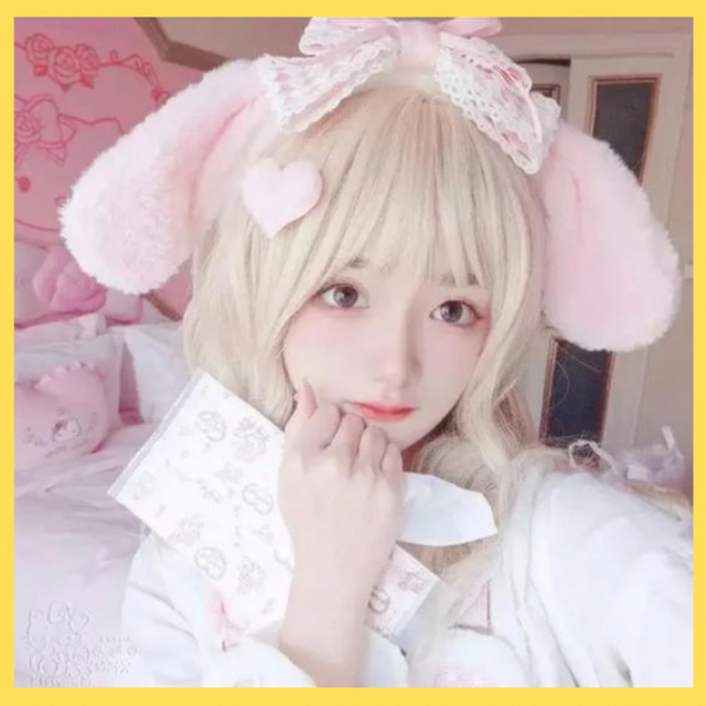 うさ耳 うさみみ カチューシャ ウサギ ピンク 地雷系 サンリオの うさ耳 うさみみ カチューシャ ウサギ ピンク 地雷系 サンリオの