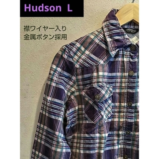 ハドソン(HUDSON)の【美品・これからの時期最適】Hudson  個性的なパーブルチェックシャツ(シャツ/ブラウス(長袖/七分))