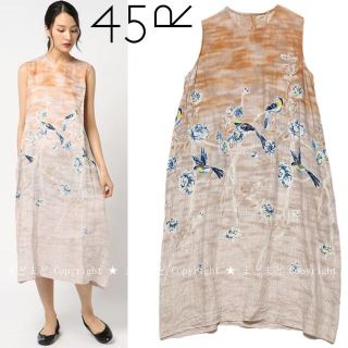 フォーティファイブアール(45R)の45R リネンあさやけプリントDRESS ワンピース 45rpm ノースリーブ(ロングワンピース/マキシワンピース)