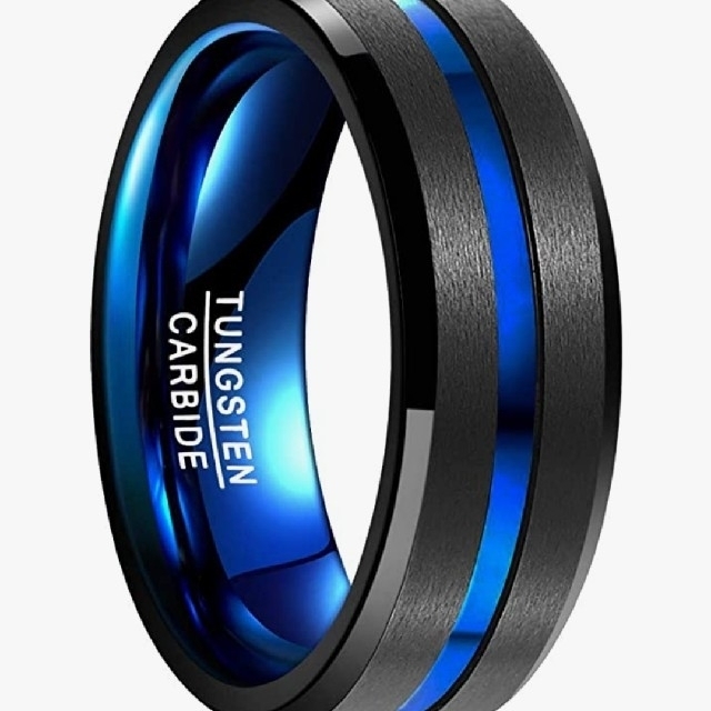 X740 メンズリング 指輪 ブルー タングステン シンプル プレゼント 人気