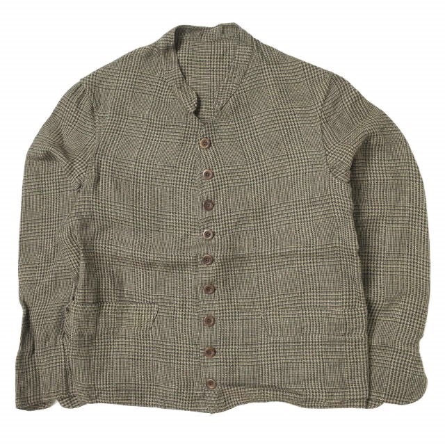 ANATOMICA アナトミカ フランス製 DOLMAN JACKET - LINEN CHECK リネンチェック ドルマンジャケット 2 Brown ドールマン アウター【ANATOMICA】