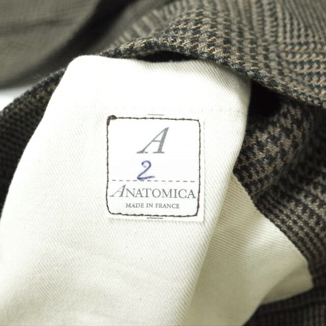 ANATOMICA アナトミカ フランス製 DOLMAN JACKET - LINEN CHECK リネンチェック ドルマンジャケット 2 Brown ドールマン アウター【ANATOMICA】