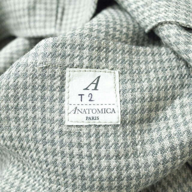 ANATOMICA アナトミカ フランス製 DOLMAN JACKET - LINEN HOUNDSTOOTH リネンハウンドトゥースチェック ドルマンジャケット 2 Blue Gray ドールマン 千鳥格子 アウター【ANATOMICA】