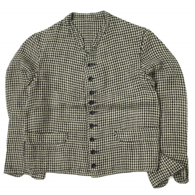 新作人気 ANATOMICA - ANATOMICA アナトミカ フランス製 DOLMAN JACKET - LINEN HOUNDSTOOTH リネンハウンドトゥースチェック ドルマンジャケット 2 BLACK/BEIGE ドールマン 千鳥格子 アウター【中古】【ANATOMICA】 ノーカラージャケット