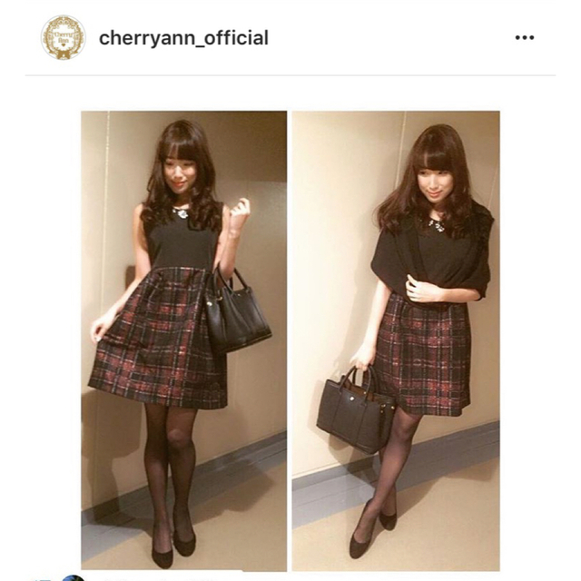 cherry Ann(チェリーアン)の美品　チェリーアン　ビジュー付チェックワンピース レディースのワンピース(ひざ丈ワンピース)の商品写真