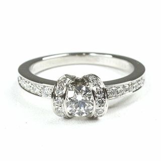 ティファニー リボン ソリティア リング ダイヤ0.38ct 約10号 PT950 箱 TIFFANY【13838】